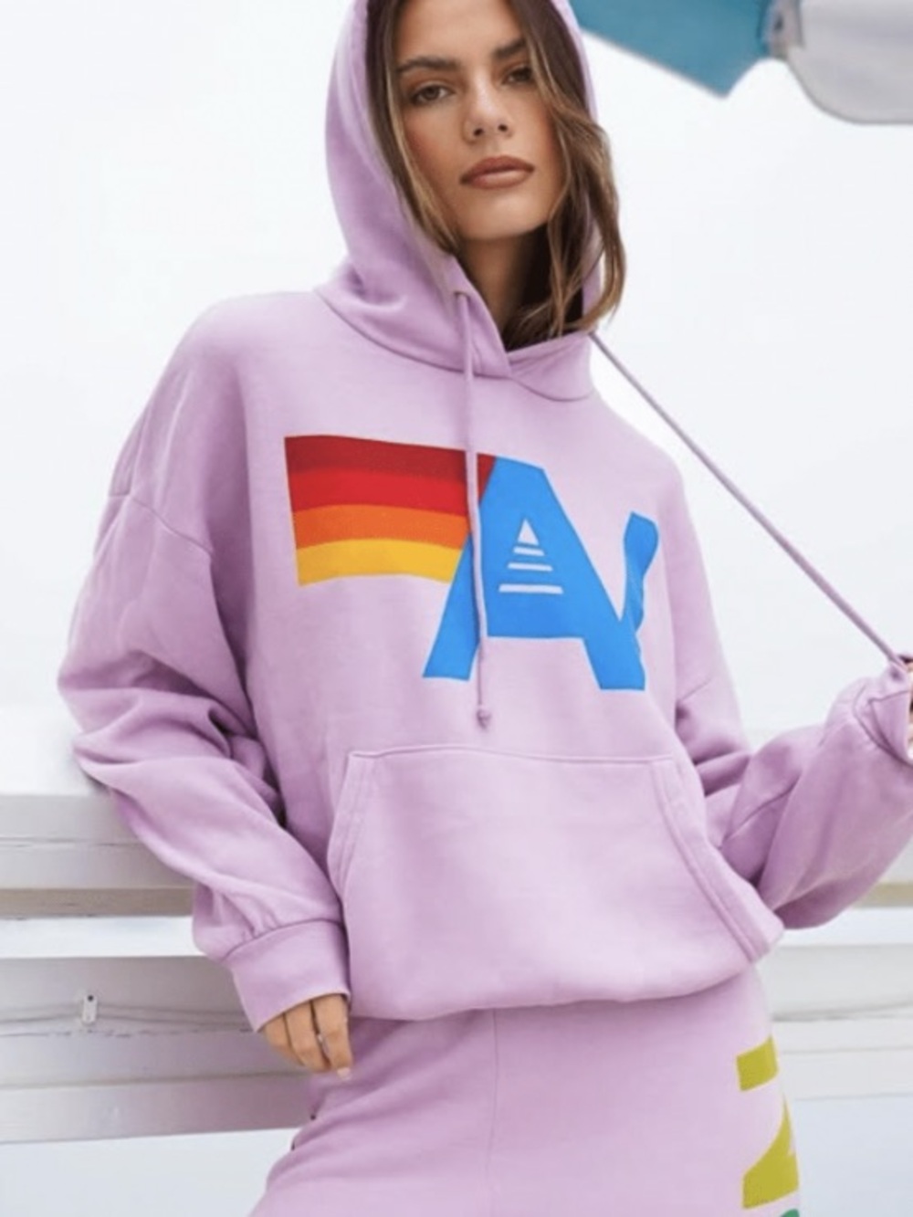 AVIATOR NATION Lilac Graphic Hoodie Sweatshirt - Women's Pullover